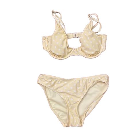 No Boundaries Nobo Yellow Polka Dot Bikini Sz Juniors Gem