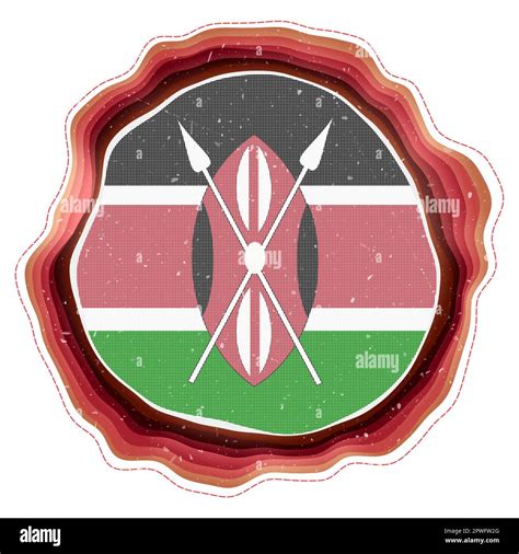 Kenya Flag In Frame Badge Of The Country Layered Circular Sign Around