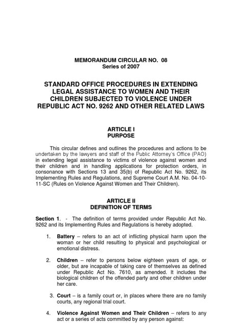 Pao Mc Vawc Pdf Restraining Order Victimology
