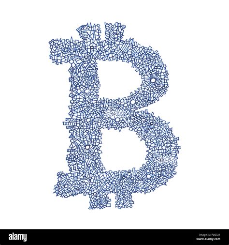 Bitcoin hand-drawn symbol of a digital decentralized crypto currency ...