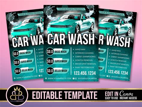 Car Wash Flyer Editable Template Car Detailing Flyer Car Wash Post