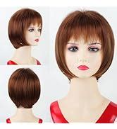 Amazon TISHINING Short White Blonde Bob Wig With Bangs For White Women Ombre Blonde