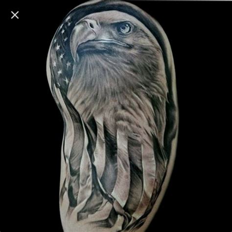 Eagle Head With Flag Tattoo