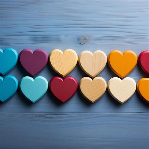 Premium AI Image | Wooden hearts on color wooden background