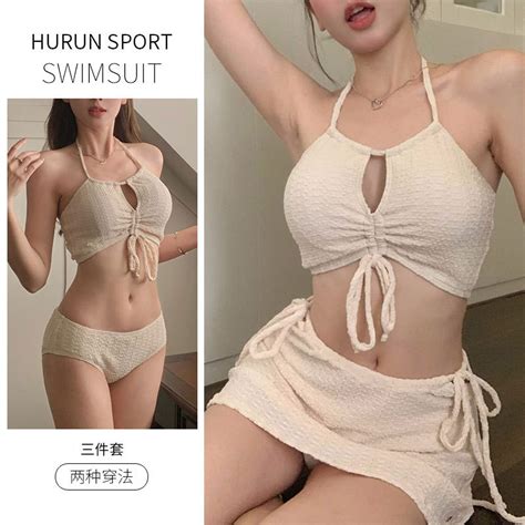 Three Piece Swimsuit Female Bikini Swimsuit Sexy Influencer Style Light Luxury Slimmer Look