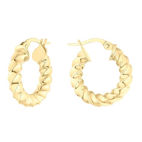 9ct Yellow Gold Twist Creole Earrings Ernest Jones