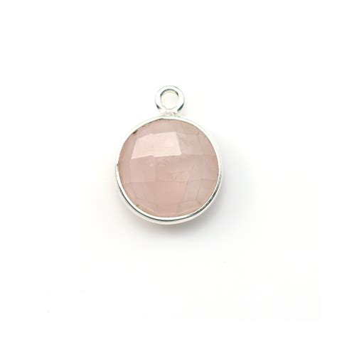 Quartz Rose Rond Facette Sertie Sur Argent Pierres Naturelles Pas Cher