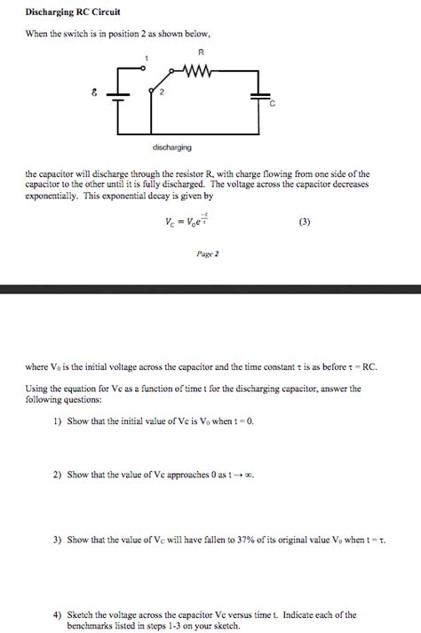 Solved Discharging RC Circuit When The Switch Is In Position Chegg