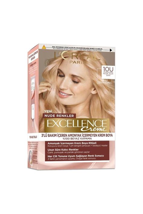 L Oreal Paris Loréal Paris Excellence Creme Nude Renkler Saç Boyası 10u Nude Açık Sarı