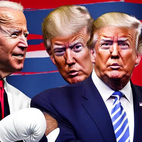 Joe Biden And Donald Trump Boxing Match In Ring Stable Diffusion