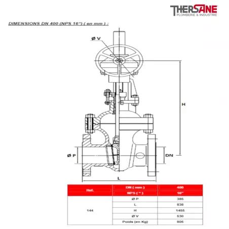 Vanne à opercule acier à brides class 300 PN50 chapeau boulonné