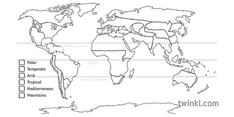 World Climate Zones Blank Map Geography Ks Ks Illustration Twinkl