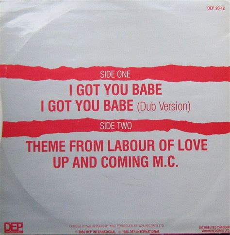 Ub Guest Vocals By Chrissie Hynde I Got You Babe Maxi Dreams On Vinyl Vinilo De Poca