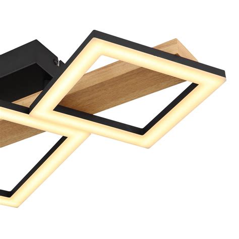 LED плафон DUSTIN 29W 2900lm 3000K, черен/дърво/бял 12073795 на топ ...