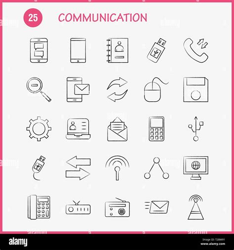 Communication Hand Drawn Icons Set For Infographics Mobile Ux Ui Kit