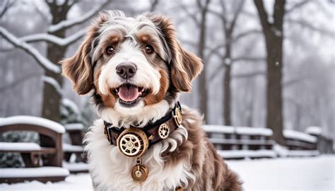 Happy Aussiedoodle In Snowy Park Ai Generated Artwork Nightcafe Creator