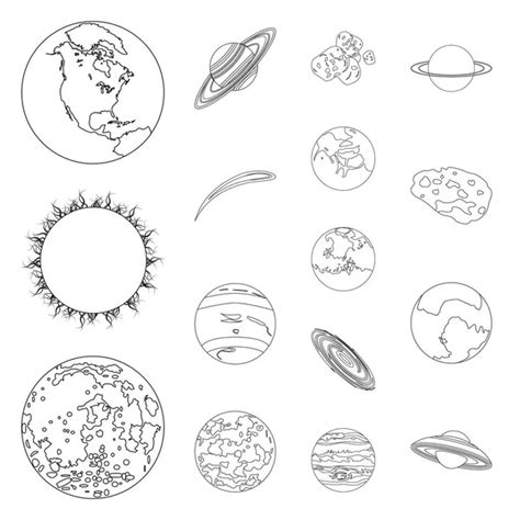 Planets Spheres Solar System Colorless Vector Illustration Stock Vector ...