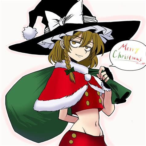Voyagehermitage Kirisame Marisa Touhou Highres Blonde Hair Christmas Dress Hat Long Hair