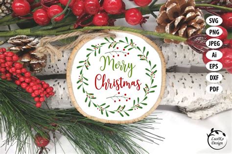 Merry Christmas Round Sign Ornament Svg Png Wreath Farmhouse