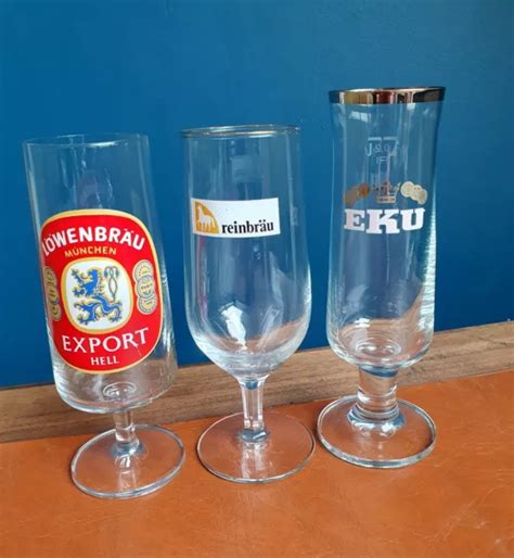 LOT DE 3 Verres A Bière EKU Reinbrau Lowenbrau Munchen Collection