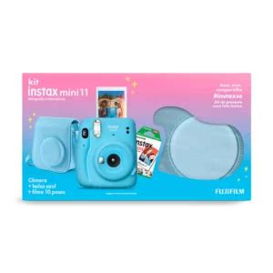 Kit Câmera Instantânea Fujifilm Instax Mini 11 Azul Pack 10 filmes