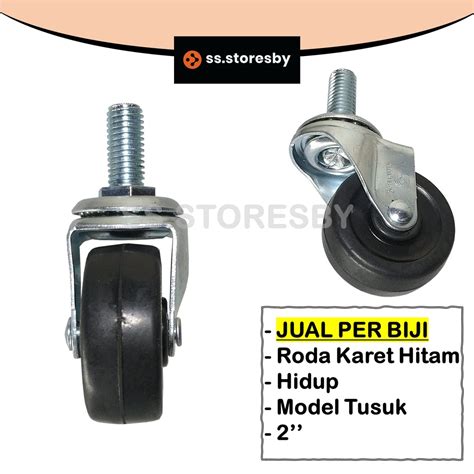 Jual Roda Karet Hitam Hidup As Baut Drat Tusuk Roda Caster Troli