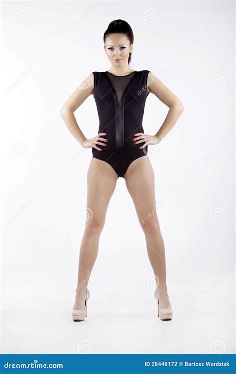 Beautiful And Brunette Woman Wearing Black Lingerie Stock Photo Image Of Fashion Healthy