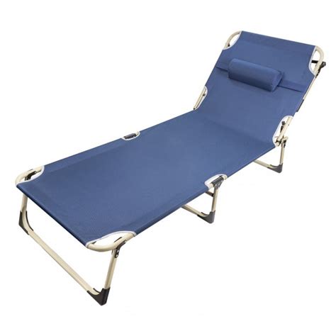 Шезлонг складной с подголовником (670х1930мм, синий)