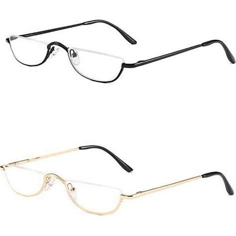 Reavee 2 Pack Retro Designer Half Moon Reading Glasses