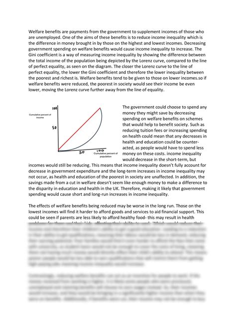Welfare benefits essay | Economics - A Level A Levels AQA | Thinkswap