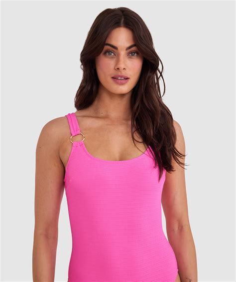 Bras N Things Planet Bliss Swim New Wave Double Push Up Top Hot Pink 01425002