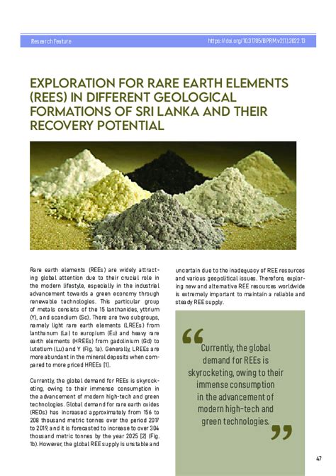 Pdf Exploration For Rare Earth Elements Rees In Different