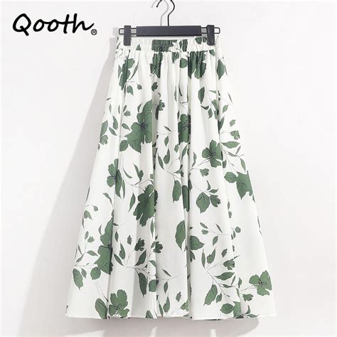 Qooth Женская летняя шифоновая юбка трапециевидной формы средней длины ...