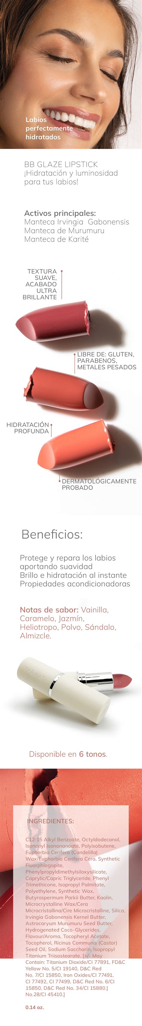 Bb Glaze Lipstick Neutral Nude Farmasi Mx