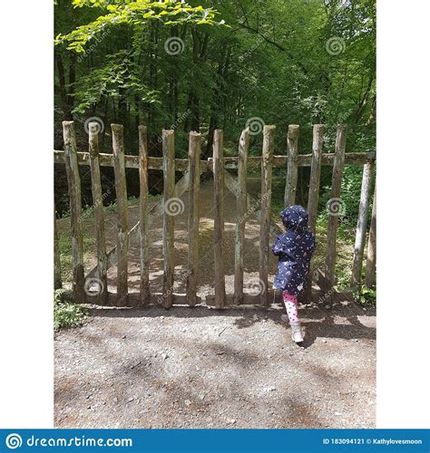 Secret Path In Garden With Steps And Wooden Rail Branch And Stonework