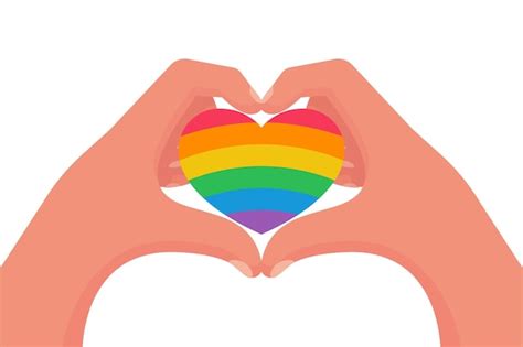 Casal gay apaixonado coração colorido arco íris como um símbolo de orgulho igualdade para casais