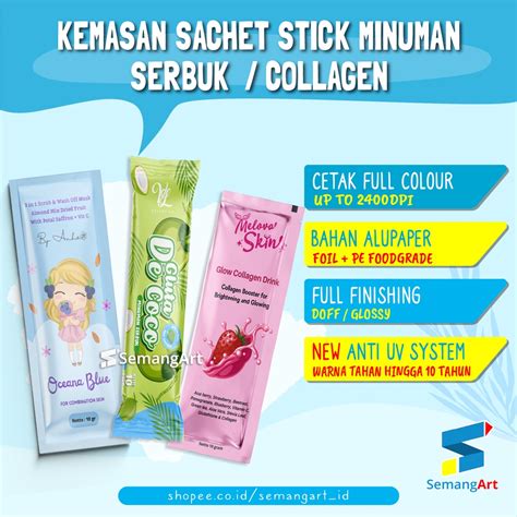 Jual Cetak Sachet Kemasan Minuman Serbuk Collagen Makanan Full