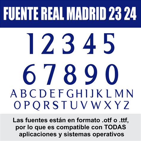 Tipografia Real Madrid Camisetas 2023 2024 Ttf Otf Numeros Dorsal