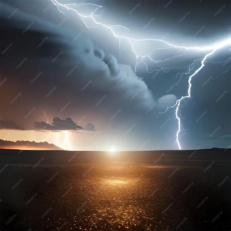 Premium AI Image | Dark dramatic stormy night sky with lightning bolts ...