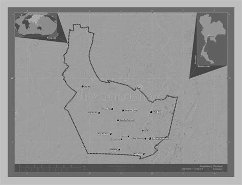 Nonthaburi Thailand Grayscale Labelled Points Of Cities Stock