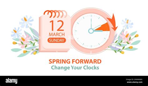 Spring Forward Daylight Saving Time Begins Concept Banner In Vintage