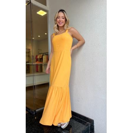 Vestido Longo Liso Em Crepe