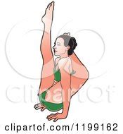 Clipart Of A Black And White Fit Woman In The Ardha Matsyendrasana Yoga