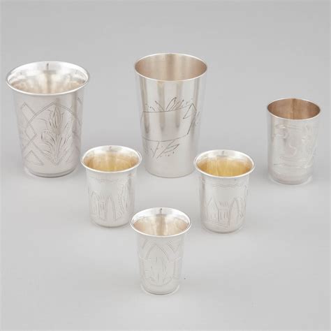 At Auction Six Russian Polish And Ukrainian Silver Beakers Early