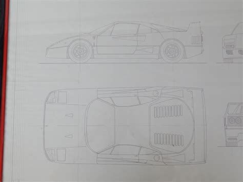 FERRARI F40 FACTORY BLUEPRINT FRAMED