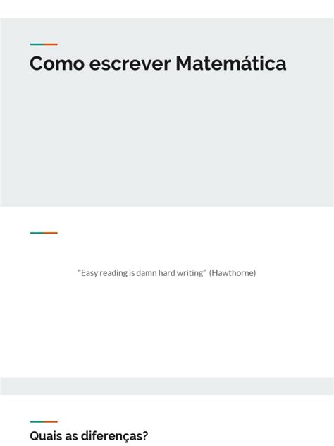 Como Se Escreve Matemática - Como Escrever Matemática | PDF | Matemática | Notação musical