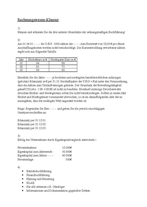 Klausur Fragen Rechnungswesen Klausur Nennen Und Erl Utern