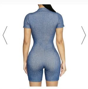 Naked Wardrobe Pants Jumpsuits Nwt Naked Wardrobe Denim Romper Poshmark