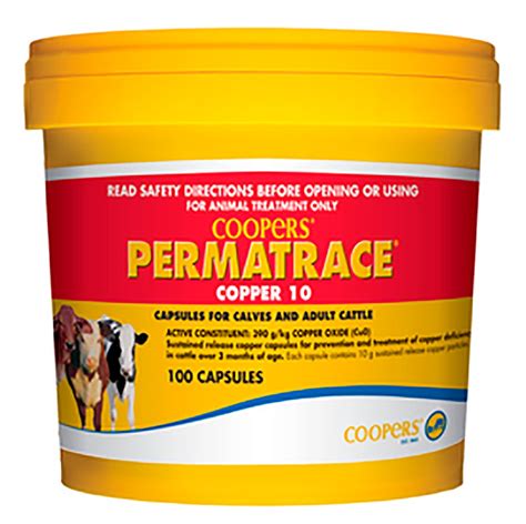 Coopers Permatrace Copper 10 Cattle 100 Capsules AG Warehouse