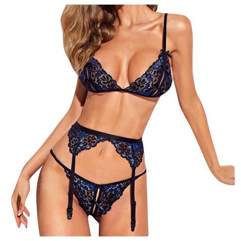 Ensemble PC Sexy pour femme Dentelle Sans Fil Lingerie Sexy Jarretière Bleu Bleu Cdiscount
